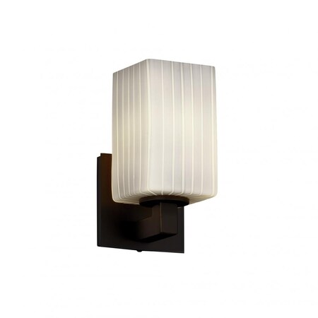 Justice Design FSN-8921-10-RBON-DBRZ Modular One Light Wall Sconce, Glass Options: RBON: Ribbon Glass Shade, Choose Finish: Dark Bronze Finish, Choose Lamping Option: Standard Lamping